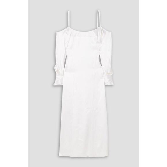 Galvan London NWT Ivory Silk Valencia Cold Shoulder Midi Dress Size 8 - Picture 15 of 15